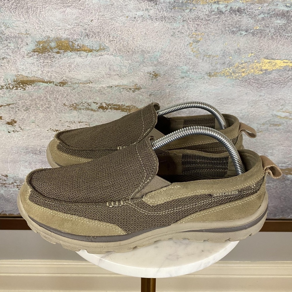 Skechers Relaxed Fit Shoes Mens Size 8.5 Brown Slip On Memory Foam SN 64365